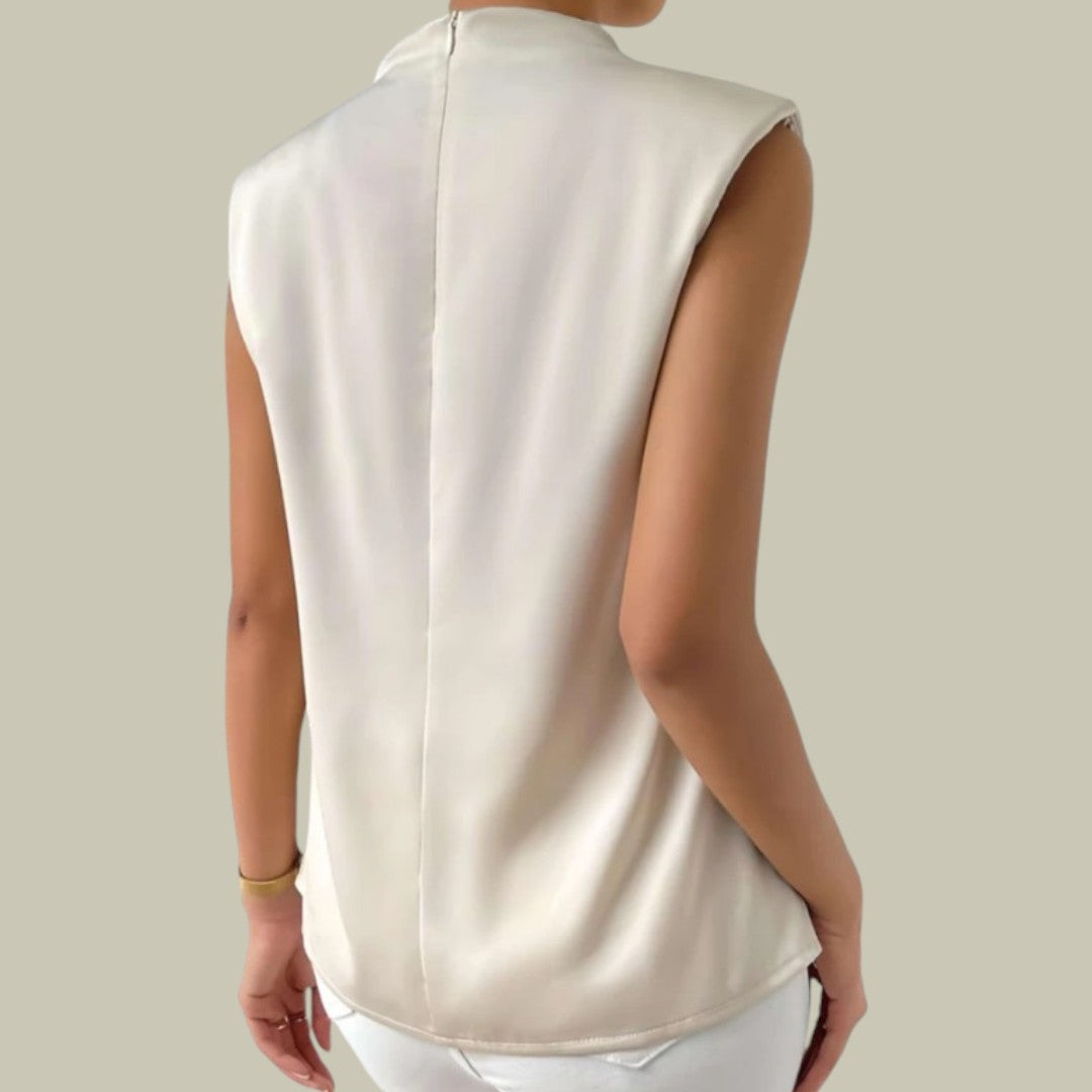 Nomiq | Clara Mouwloze Drapé Hoge Hals Top