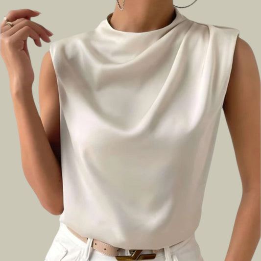 Nomiq | Clara Mouwloze Drapé Hoge Hals Top