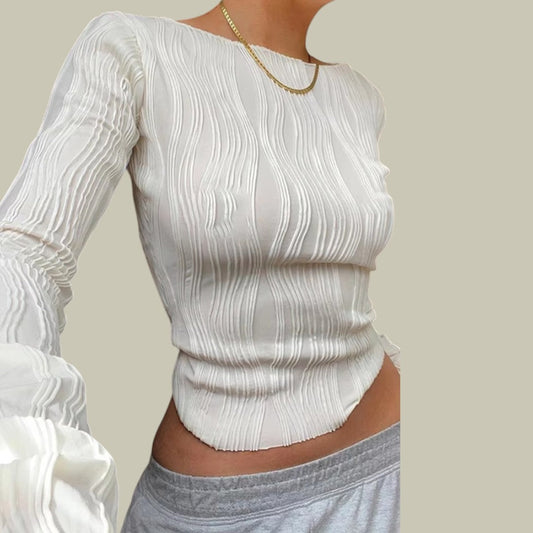 Elvira | Dames Stijlvolle Lange Mouwen Crop Top